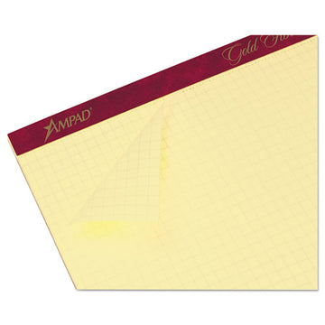 Ampad® Gold Fibre Canary Quadrille Pads, Stapled With Perforated Sheets, Quadrille Rule (4 Sq-in), 50 Canary 8.5 X 11.75 Sheets freeshipping - TVN Wholesale